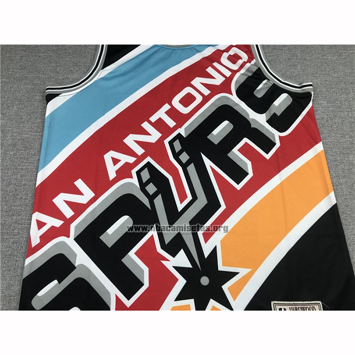 Camiseta San Antonio Spurs Tim Duncan NO 21 Mitchell & Ness Big Face Negro